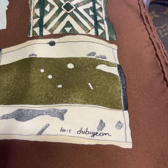 Hermes scarf Carre 90 Browns Silk100% - Picture 11 of 11